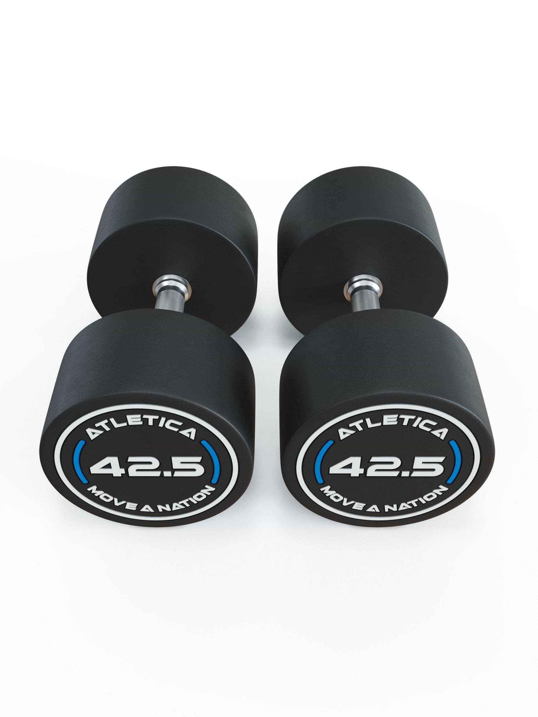 Gewichte: Rundhanteln, Polyurethan Rundhanteln (Paar)- Gerader Griff mit Hartchrom | CNC gefräster Stahlkern | Paarweise von 2.5 bis 60kg,