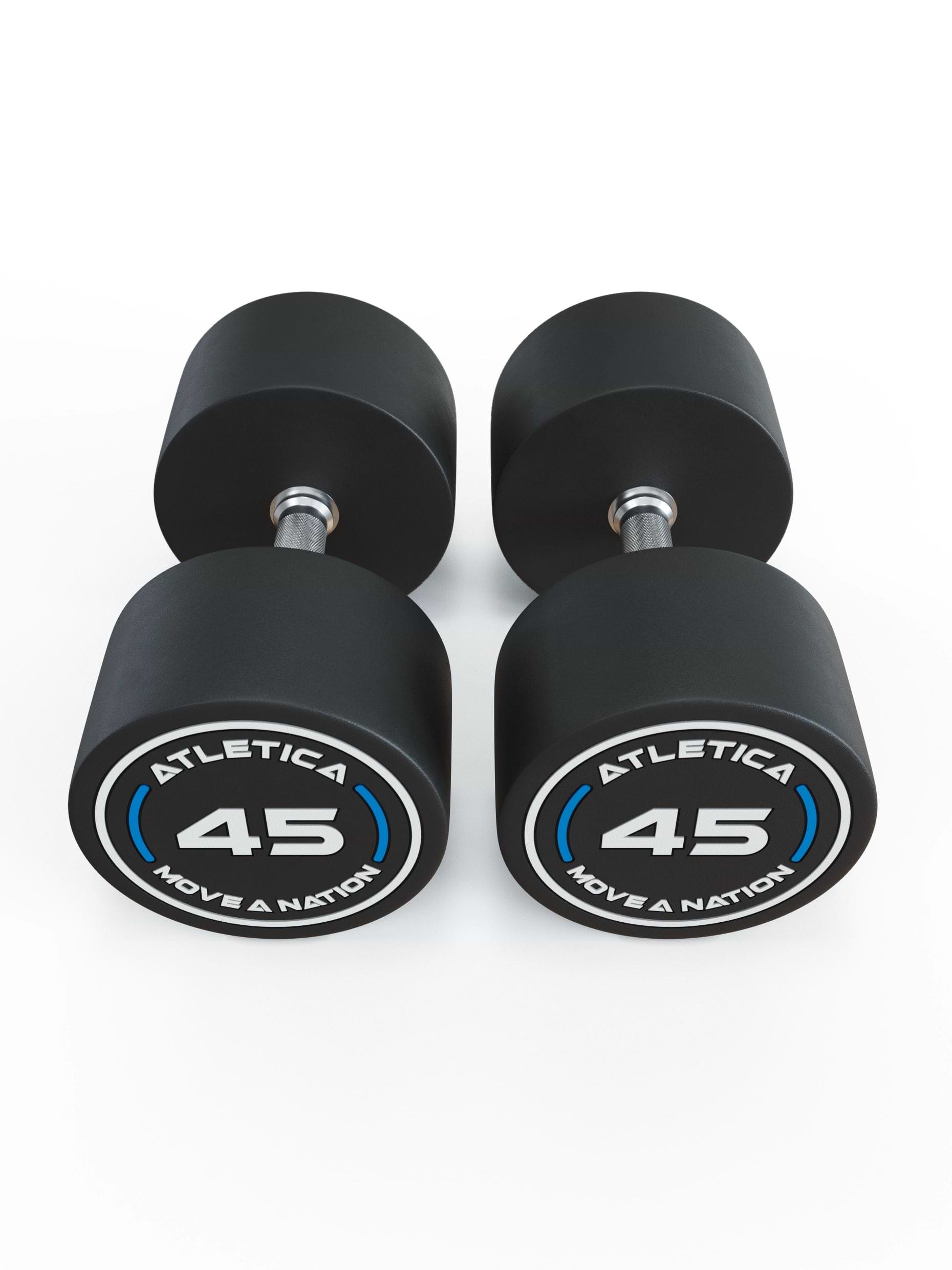 Gewichte: Rundhanteln, Polyurethan Rundhanteln (Paar)- Gerader Griff mit Hartchrom | CNC gefräster Stahlkern | Paarweise von 2.5 bis 60kg,