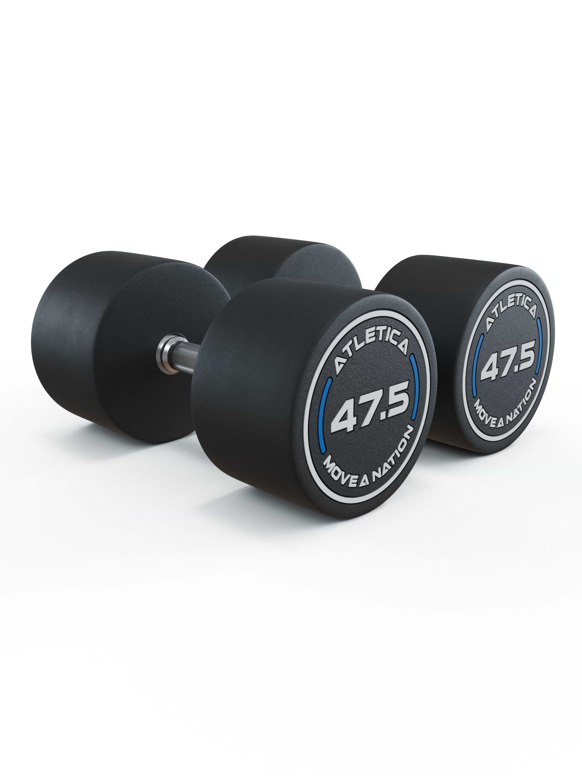 Gewichte: Rundhanteln, Polyurethan Rundhanteln (Paar)- Gerader Griff mit Hartchrom | CNC gefräster Stahlkern | Paarweise von 2.5 bis 60kg,