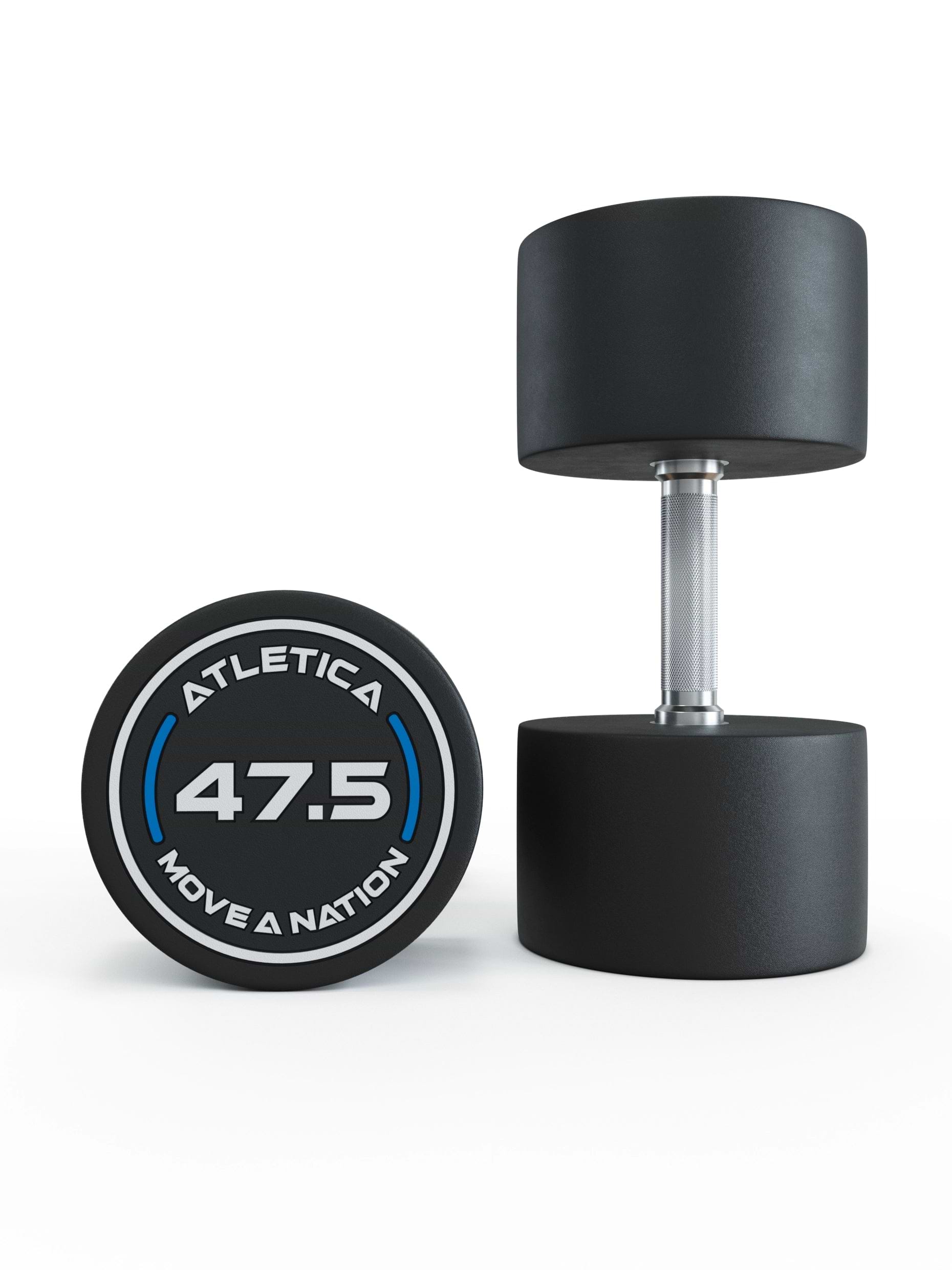 Gewichte: Rundhanteln, Polyurethan Rundhanteln (Paar)- Gerader Griff mit Hartchrom | CNC gefräster Stahlkern | Paarweise von 2.5 bis 60kg,