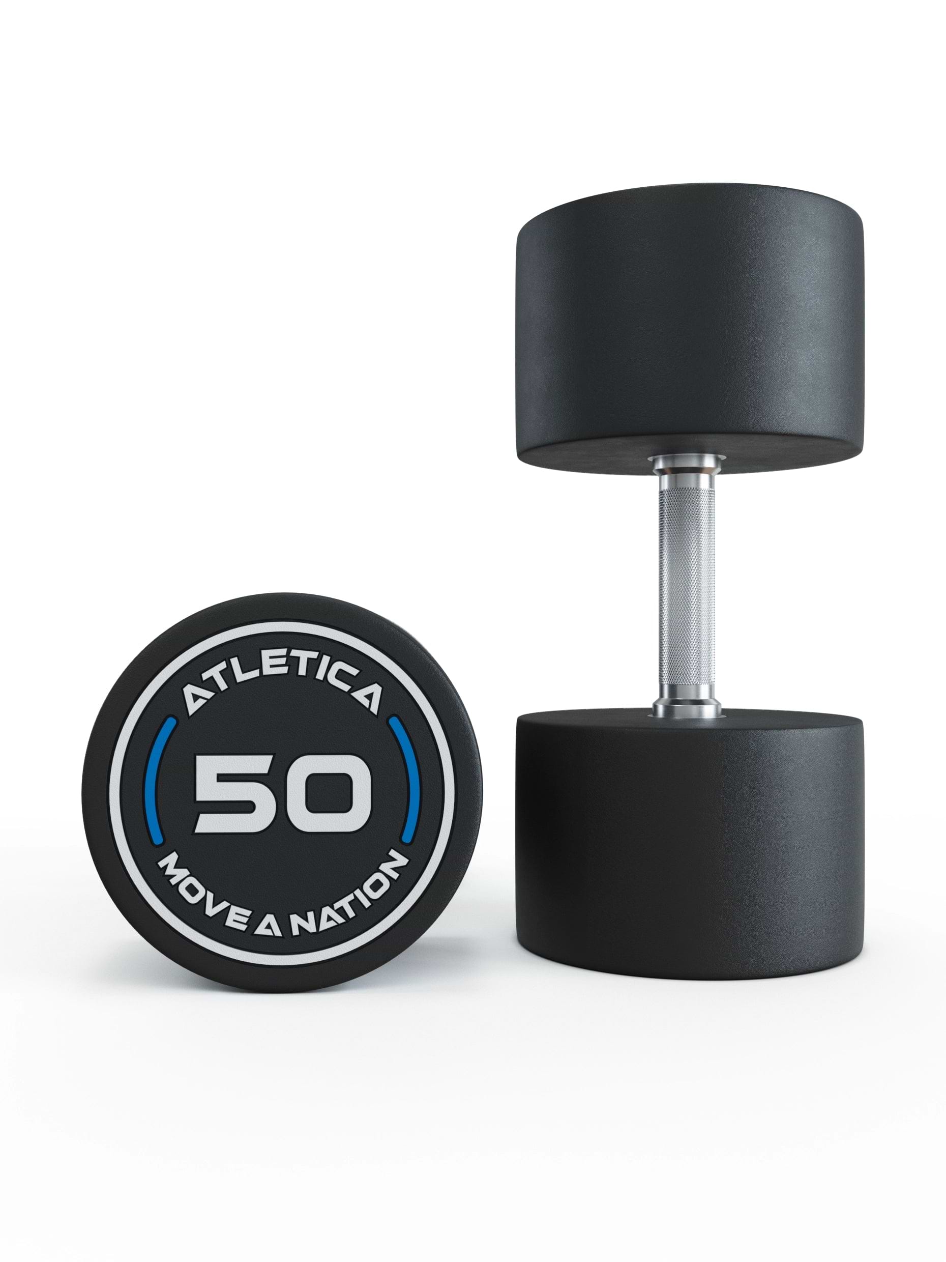 Gewichte: Rundhanteln, Polyurethan Rundhanteln (Paar)- Gerader Griff mit Hartchrom | CNC gefräster Stahlkern | Paarweise von 2.5 bis 60kg,