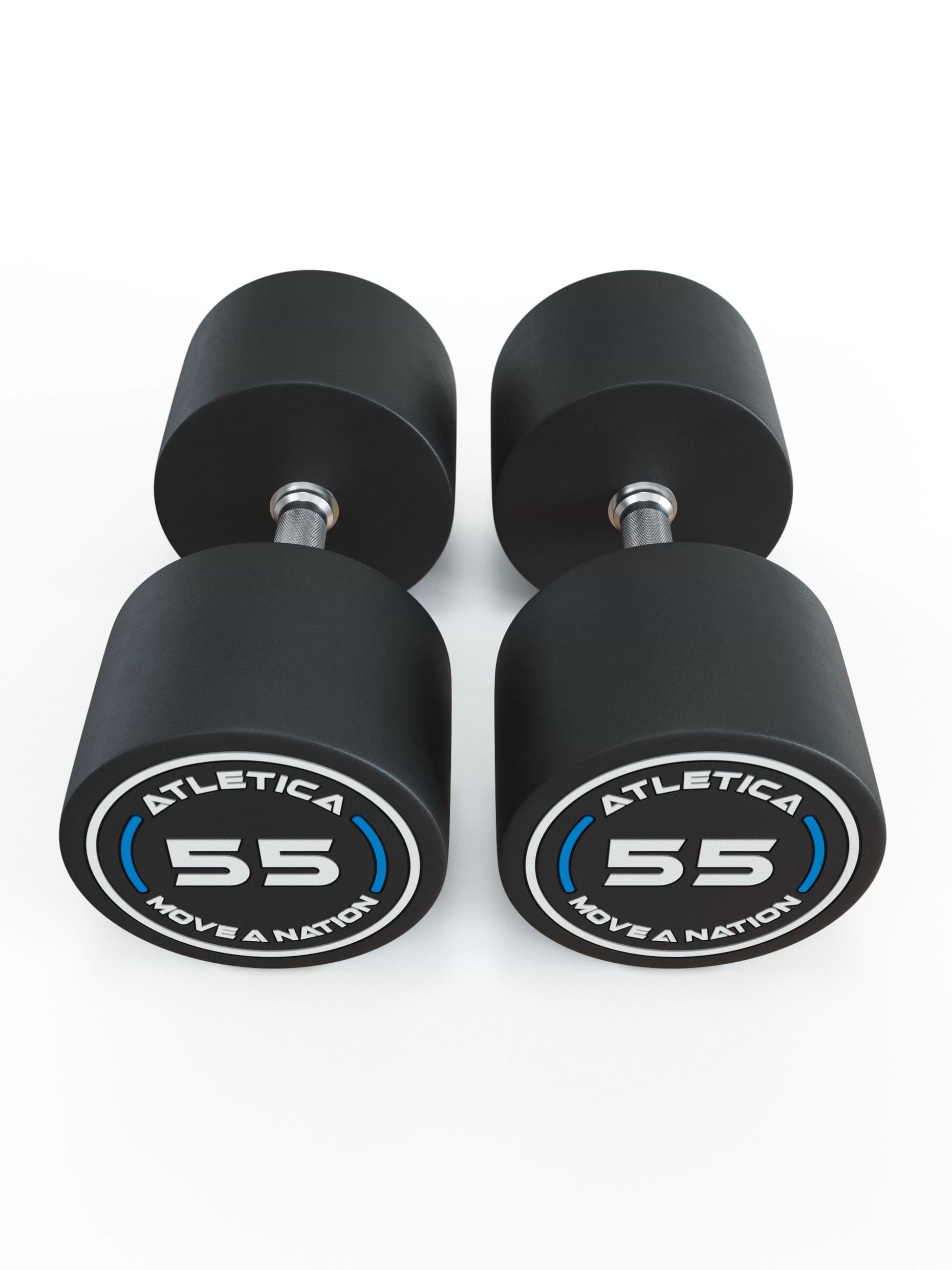 Gewichte: Rundhanteln, Polyurethan Rundhanteln (Paar)- Gerader Griff mit Hartchrom | CNC gefräster Stahlkern | Paarweise von 2.5 bis 60kg, 