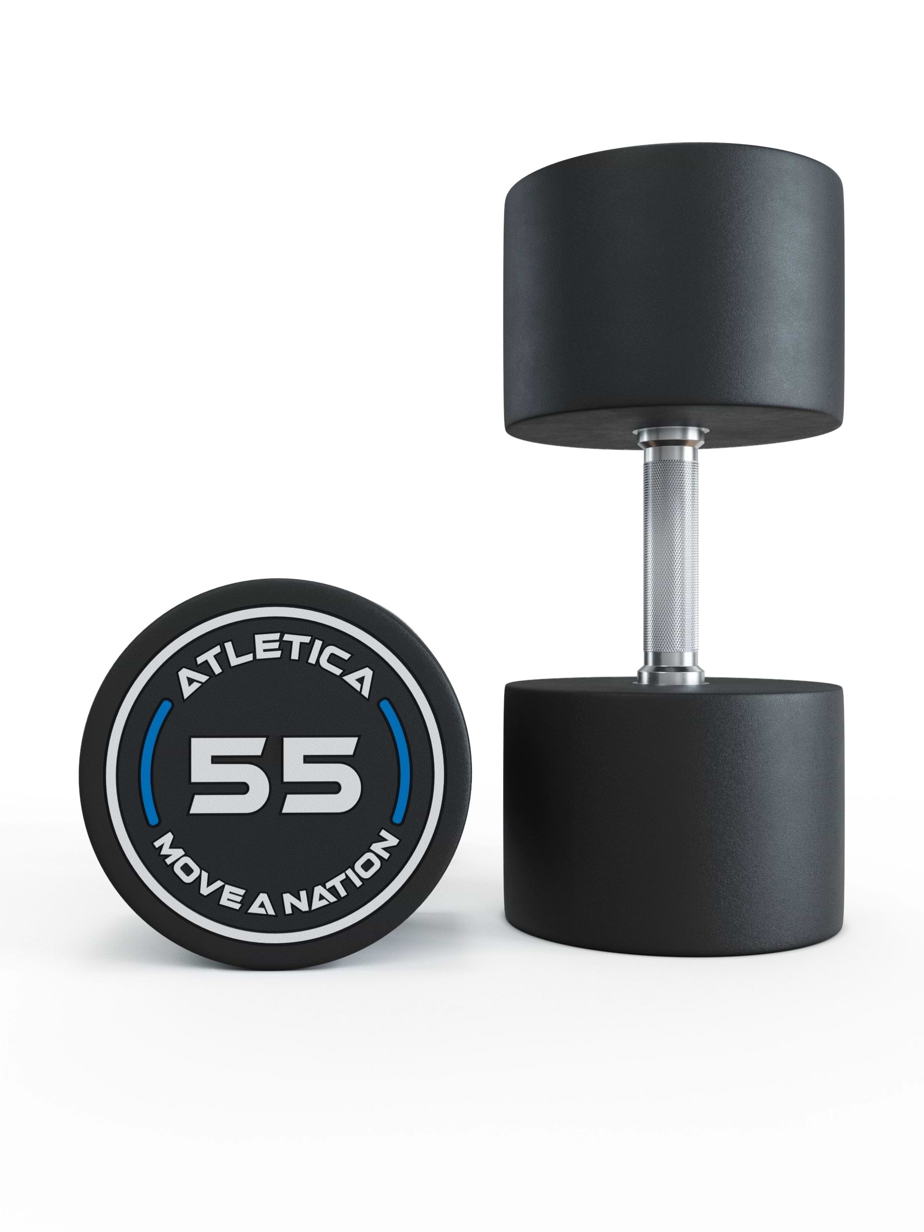 Gewichte: Rundhanteln, Polyurethan Rundhanteln (Paar)- Gerader Griff mit Hartchrom | CNC gefräster Stahlkern | Paarweise von 2.5 bis 60kg, 