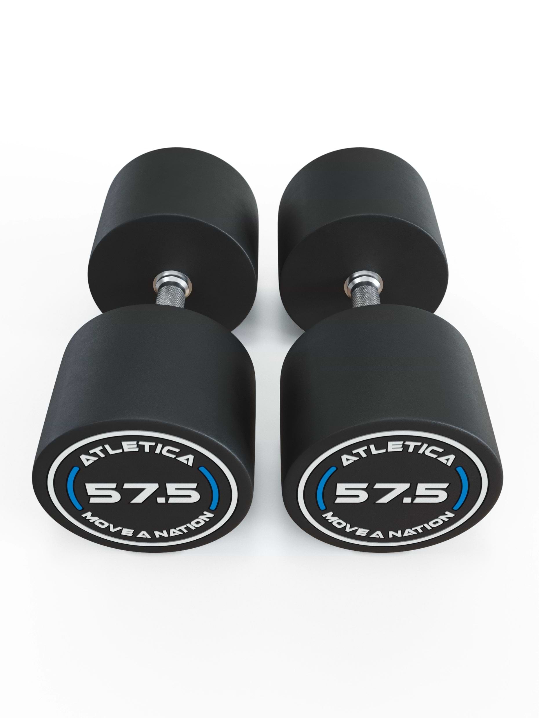 Gewichte: Rundhanteln, Polyurethan Rundhanteln (Paar)- Gerader Griff mit Hartchrom | CNC gefräster Stahlkern | Paarweise von 2.5 bis 60kg,