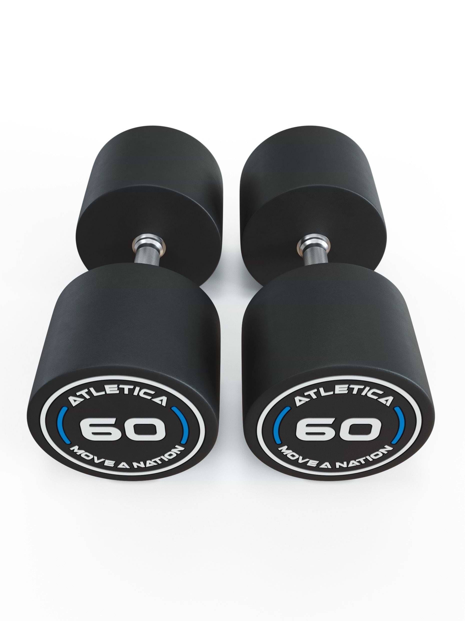 Gewichte: Rundhanteln, Polyurethan Rundhanteln (Paar)- Gerader Griff mit Hartchrom | CNC gefräster Stahlkern | Paarweise von 2.5 bis 60kg,