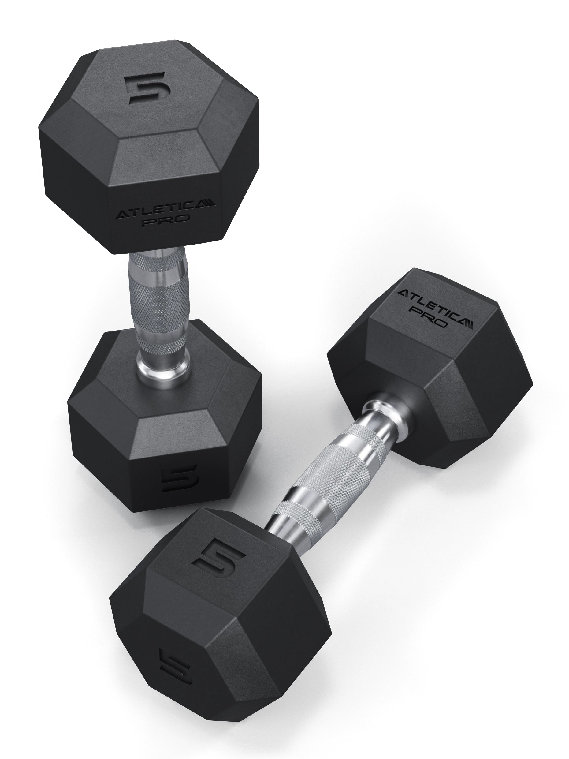 Hexagon Kurzhanteln PRO 5kg Paar von Atletica: hochwertige stoßfeste CPU-Beschichtung