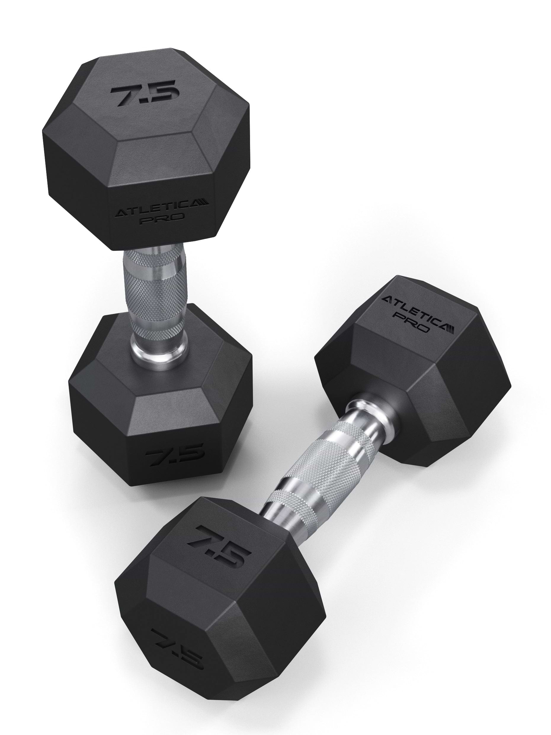 ATLETICA Hexagonhanteln PRO (Paar) | Polyurethan Hexagon Kurzhanteln | Dumbbells Pro - Gewichte mit bikonischem Griff mit Hartchrom Beschichtung | CNC gefräster Stahlkern | Paarweise von 2.5 bis 50kg,