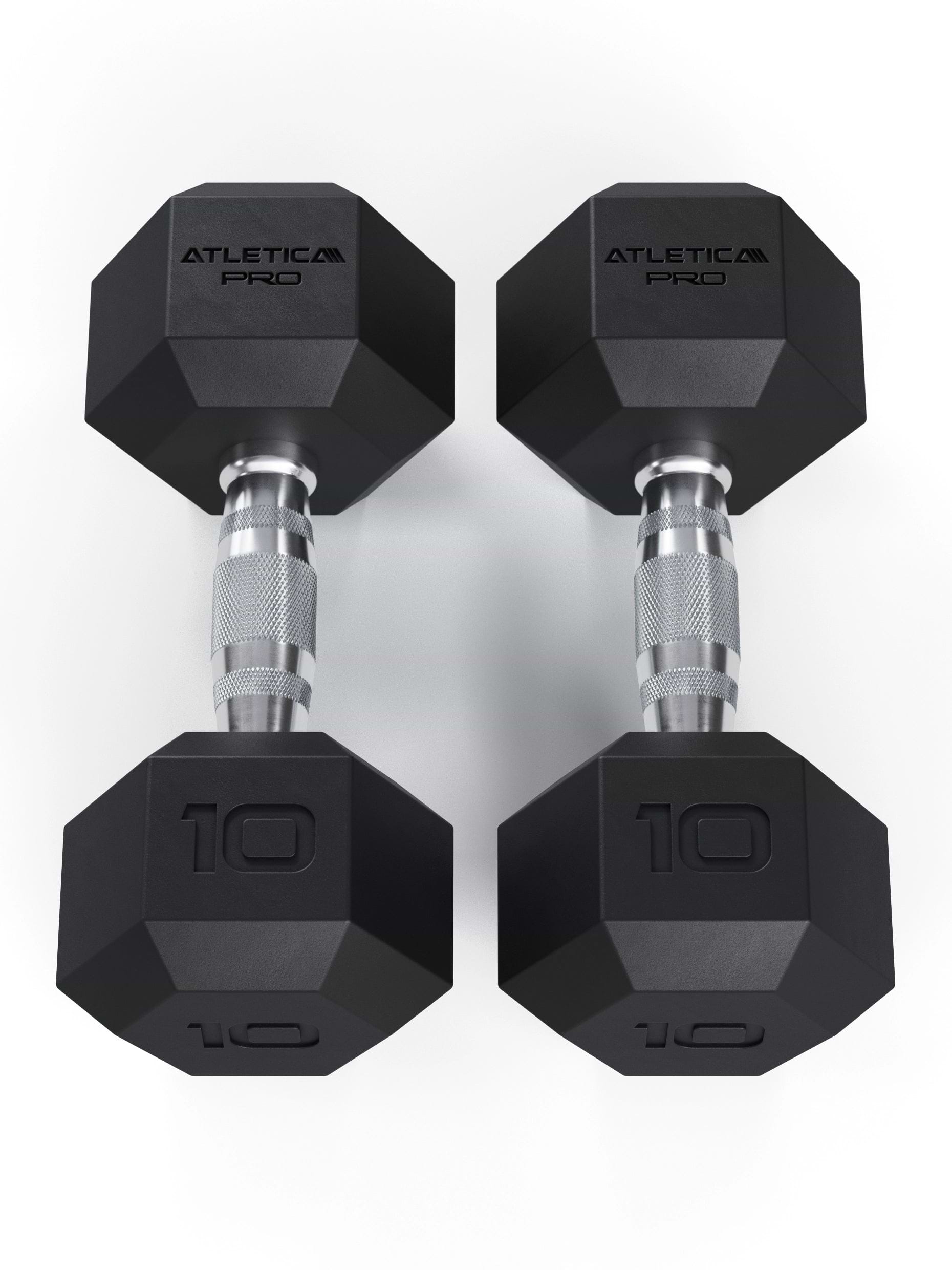 ATLETICA Hexagonhanteln PRO (Paar) | Polyurethan Hexagon Kurzhanteln | Dumbbells Pro - Gewichte mit bikonischem Griff mit Hartchrom Beschichtung | CNC gefräster Stahlkern | Paarweise von 2.5 bis 50kg, 