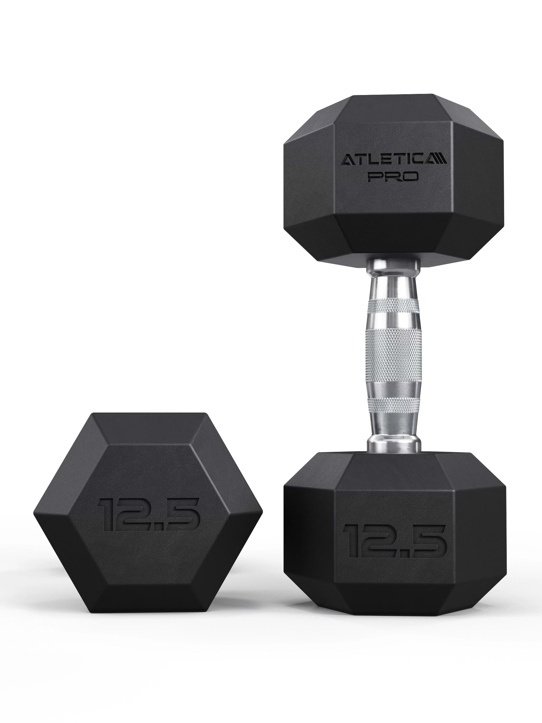 ATLETICA Hexagonhanteln PRO (Paar) | Polyurethan Hexagon Kurzhanteln | Dumbbells Pro - Gewichte mit bikonischem Griff mit Hartchrom Beschichtung | CNC gefräster Stahlkern | Paarweise von 2.5 bis 50kg, 