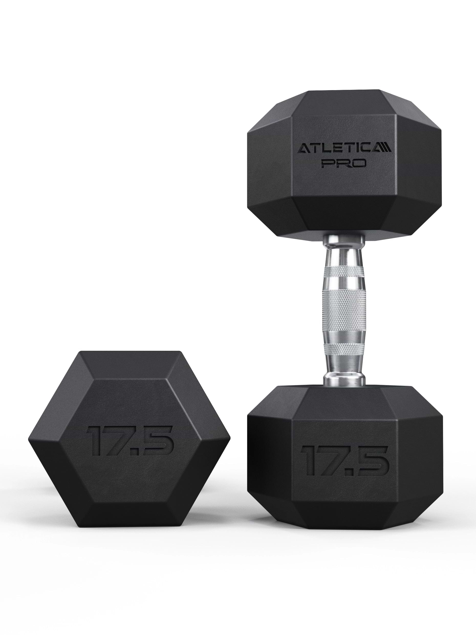 ATLETICA Hexagonhanteln PRO (Paar) | Polyurethan Hexagon Kurzhanteln | Dumbbells Pro - Gewichte mit bikonischem Griff mit Hartchrom Beschichtung | CNC gefräster Stahlkern | Paarweise von 2.5 bis 50kg,