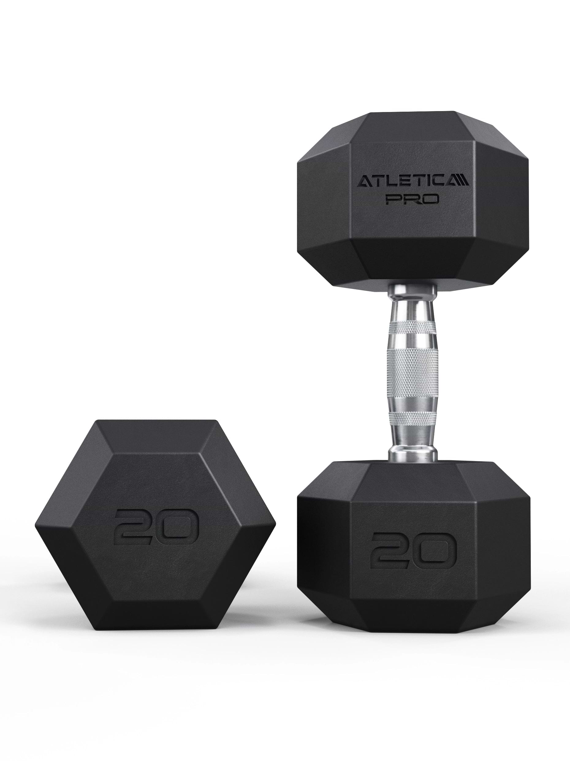 ATLETICA Hexagonhanteln PRO (Paar) | Polyurethan Hexagon Kurzhanteln | Dumbbells Pro - Gewichte mit bikonischem Griff mit Hartchrom Beschichtung | CNC gefräster Stahlkern | Paarweise von 2.5 bis 50kg,