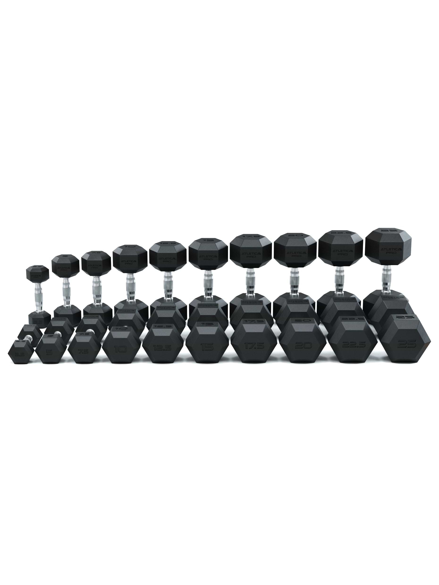 ATLETICA Hexagonhanteln PRO (SET 2.5 kg - 25 kg) | Polyurethan Hexagon Kurzhanteln | Dumbbells Pro - Gewichte mit bikonischem Griff mit Hartchrom Beschichtung | CNC gefräster Stahlkern 