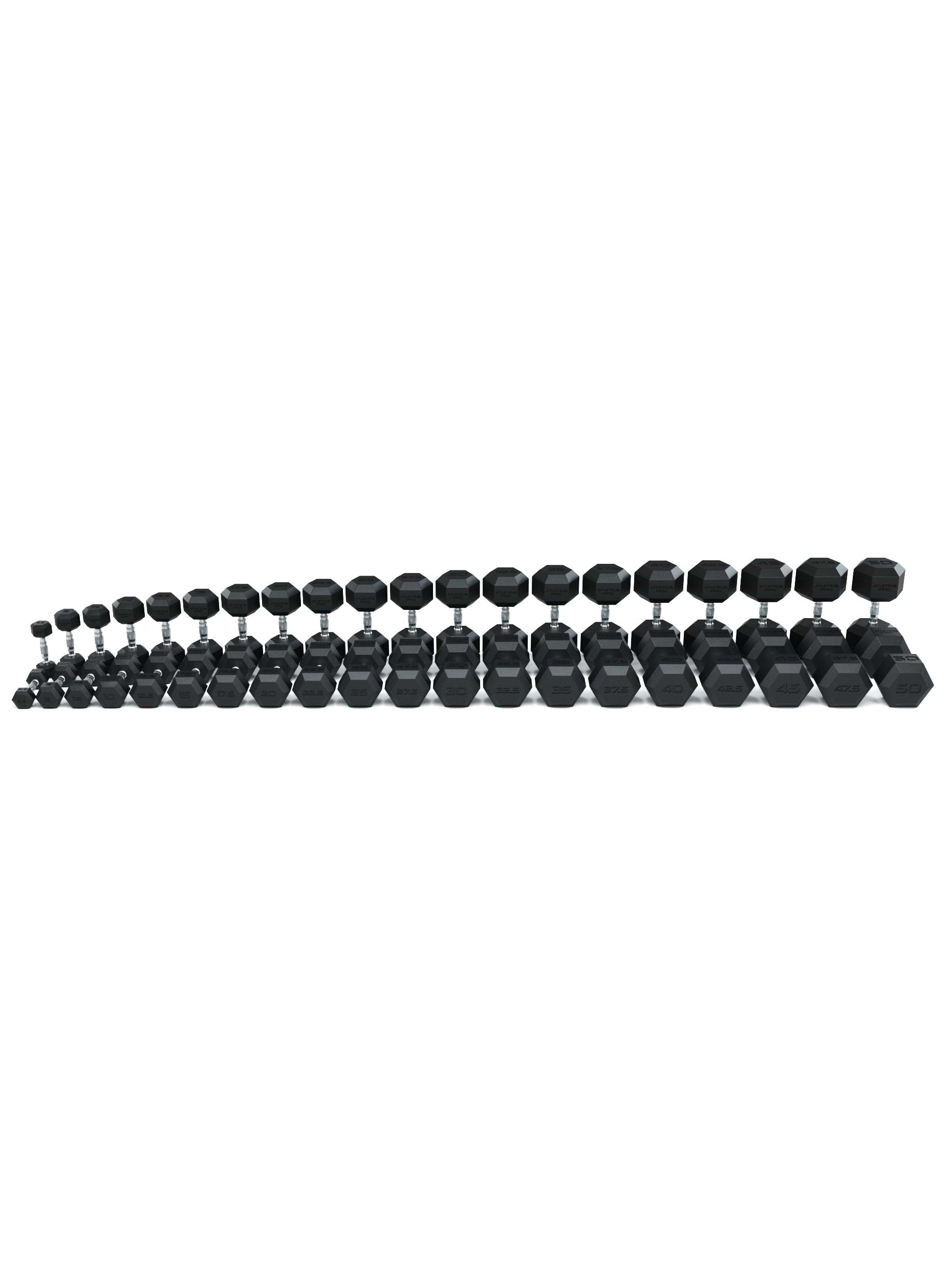 ATLETICA Hexagonhanteln PRO (SET 2.5 kg - 50 kg) | Polyurethan Hexagon Kurzhanteln | Dumbbells Pro - Gewichte mit bikonischem Griff mit Hartchrom Beschichtung | CNC gefräster Stahlkern
