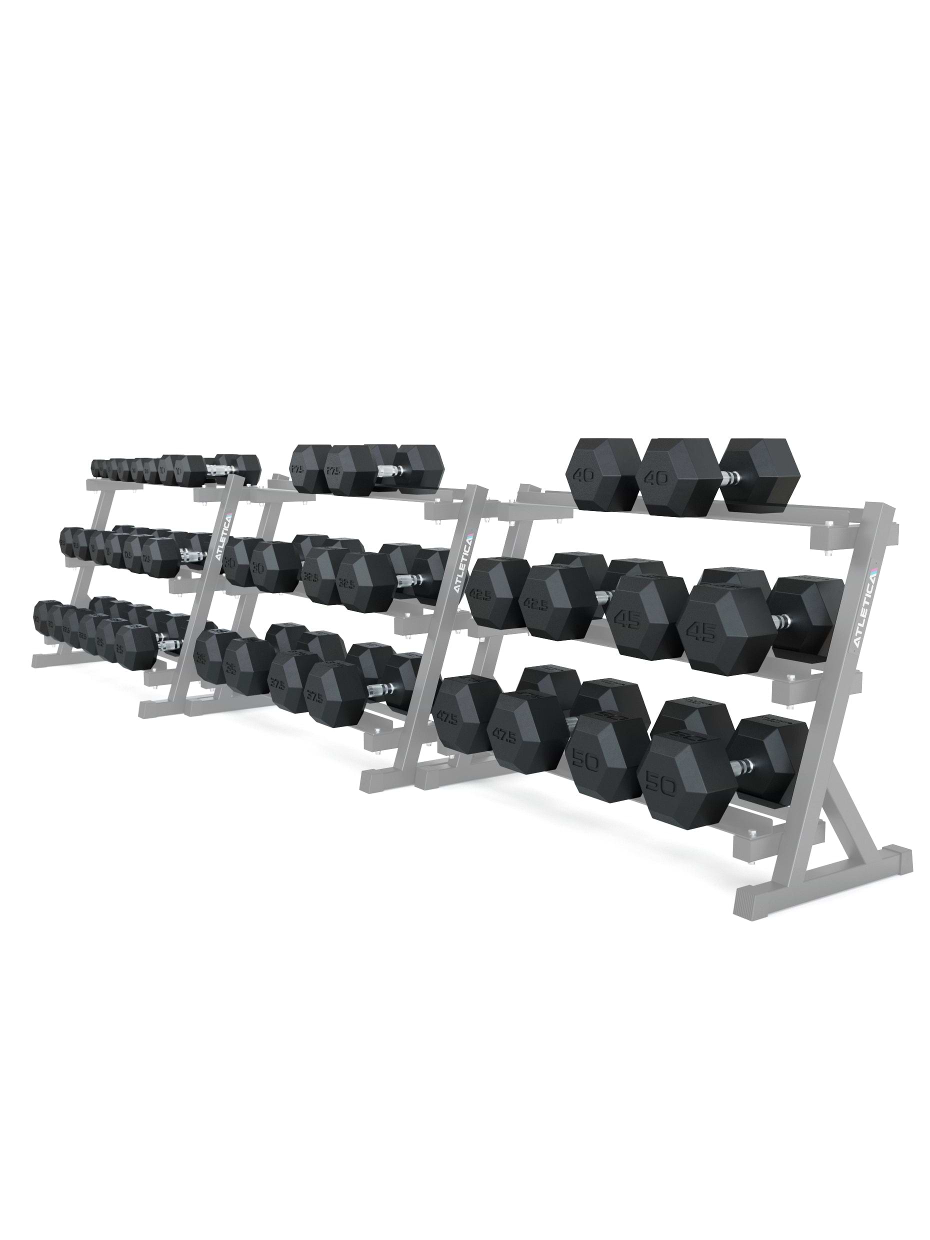 ATLETICA Hexagonhanteln PRO (SET 2.5 kg - 50 kg) | Polyurethan Hexagon Kurzhanteln | Dumbbells Pro - Gewichte mit bikonischem Griff mit Hartchrom Beschichtung | CNC gefräster Stahlkern
