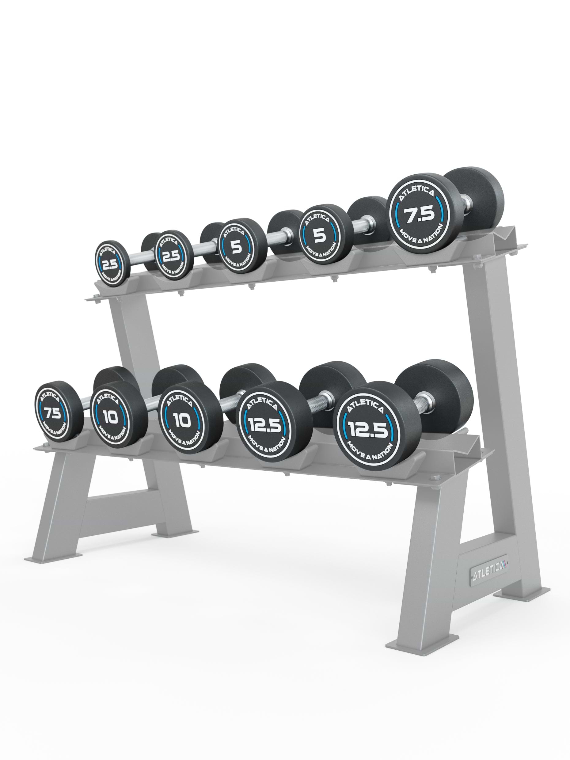 Rundhanteln Pro Beginner Set | 2.5 kg - 12.5 kg - auf einer Kurzhantelablage