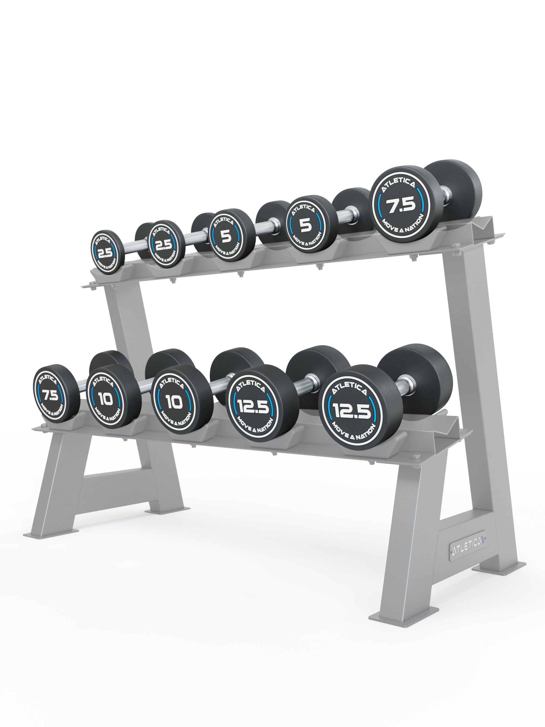 Rundhanteln Pro Beginner Set | 2.5 kg - 12.5 kg - auf einer Kurzhantelablage