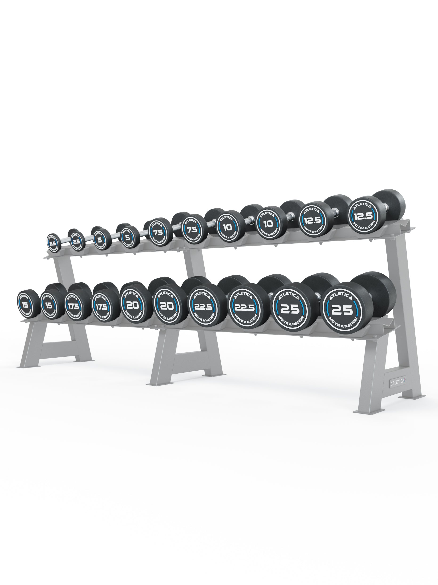 ATLETICA Rundhanteln PRO Set: All-In Low – Komplettes Hantelset für deinen Trainingsfortschritt - 2.5 kg bis 25 kg