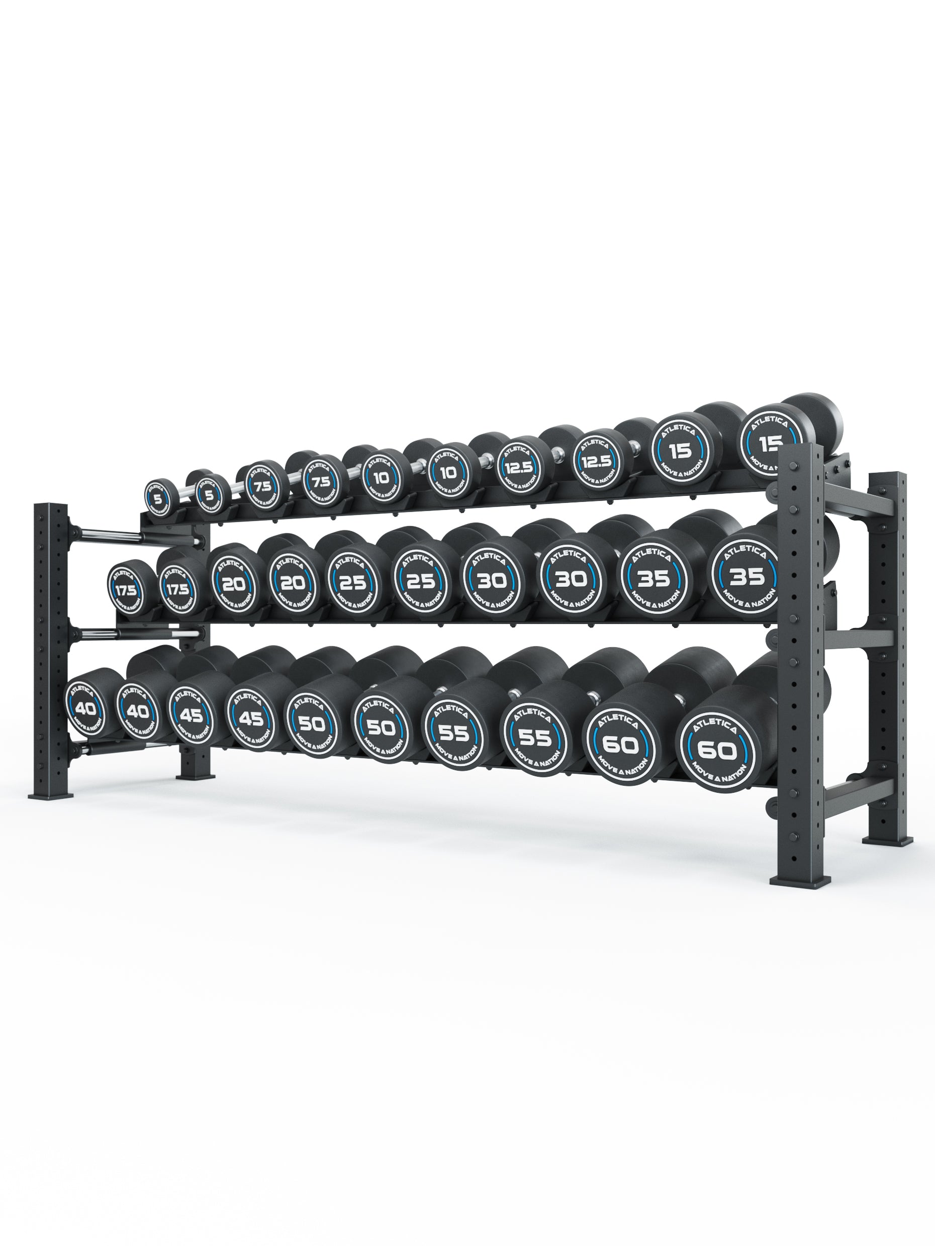 ATLETICA Rundhanteln PRO Set 6 | Complete - Das komplette Premium Set auf der Mammoth Kurzhantelablage