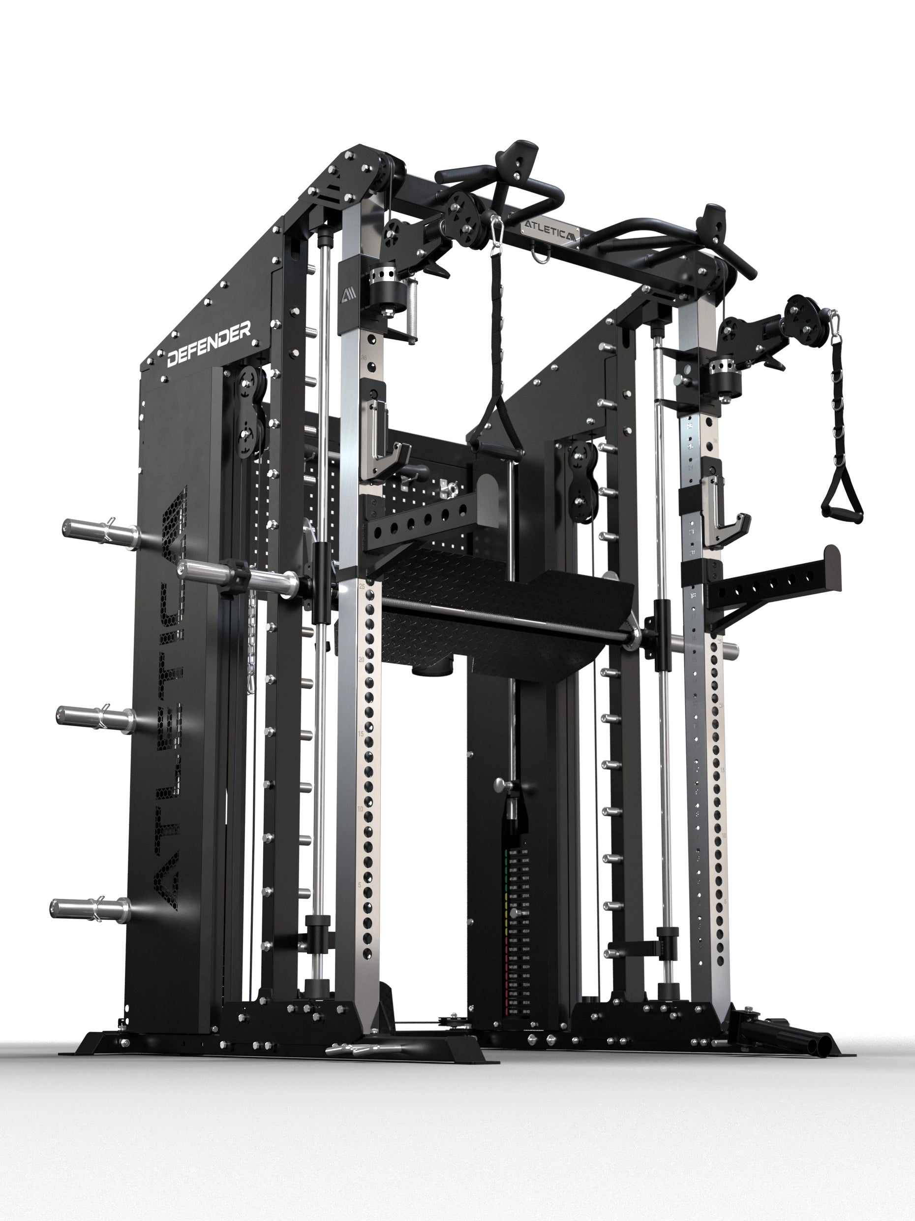 Defender Multipresse mit kompakter Stellfläche – perfekt für Studios mit begrenztem Raumangebot