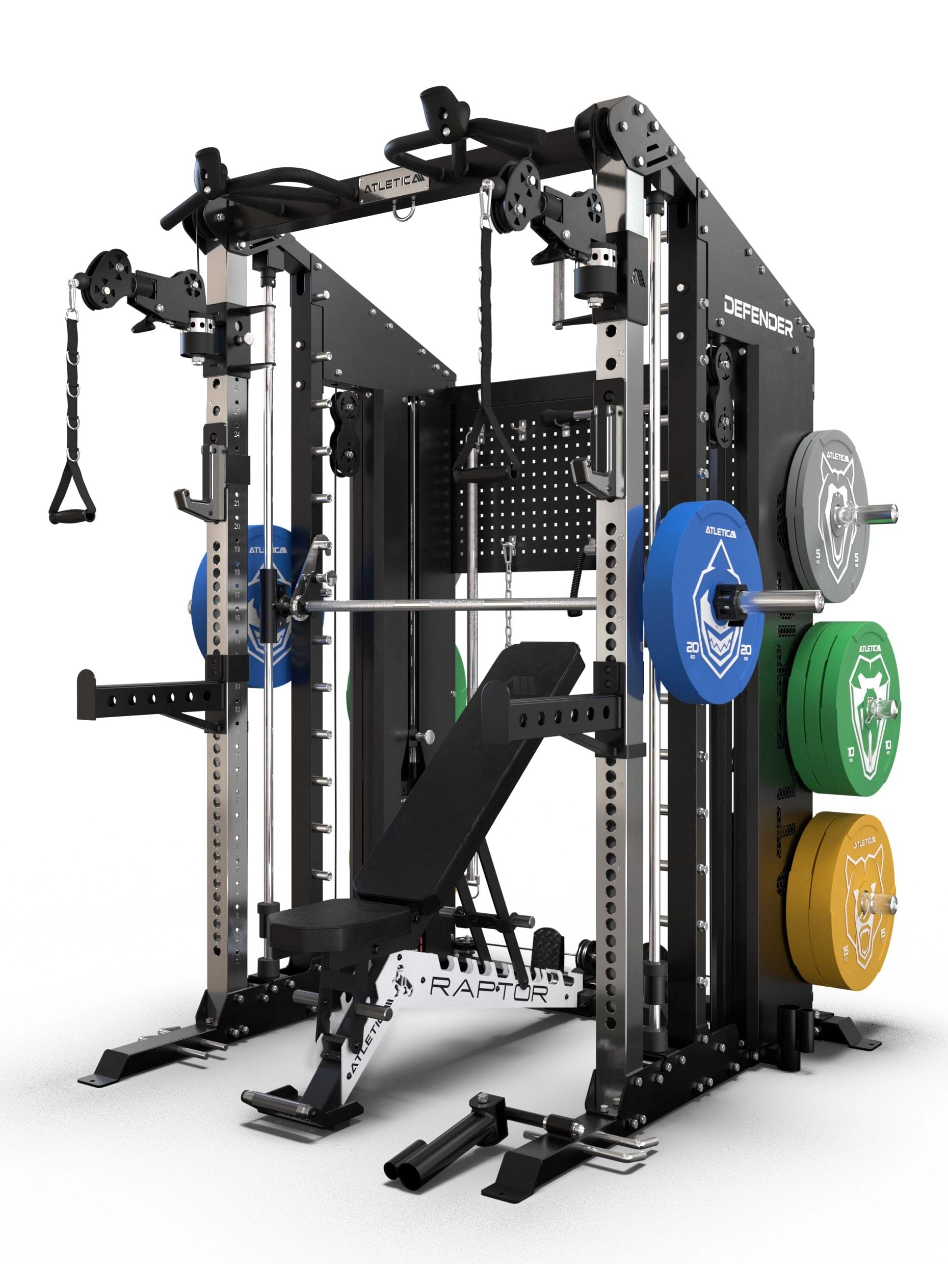 Atletica Defender All-in-one Multipresse: Smith Machine, Dual Pulley und Functional Trainer in einem Gerät