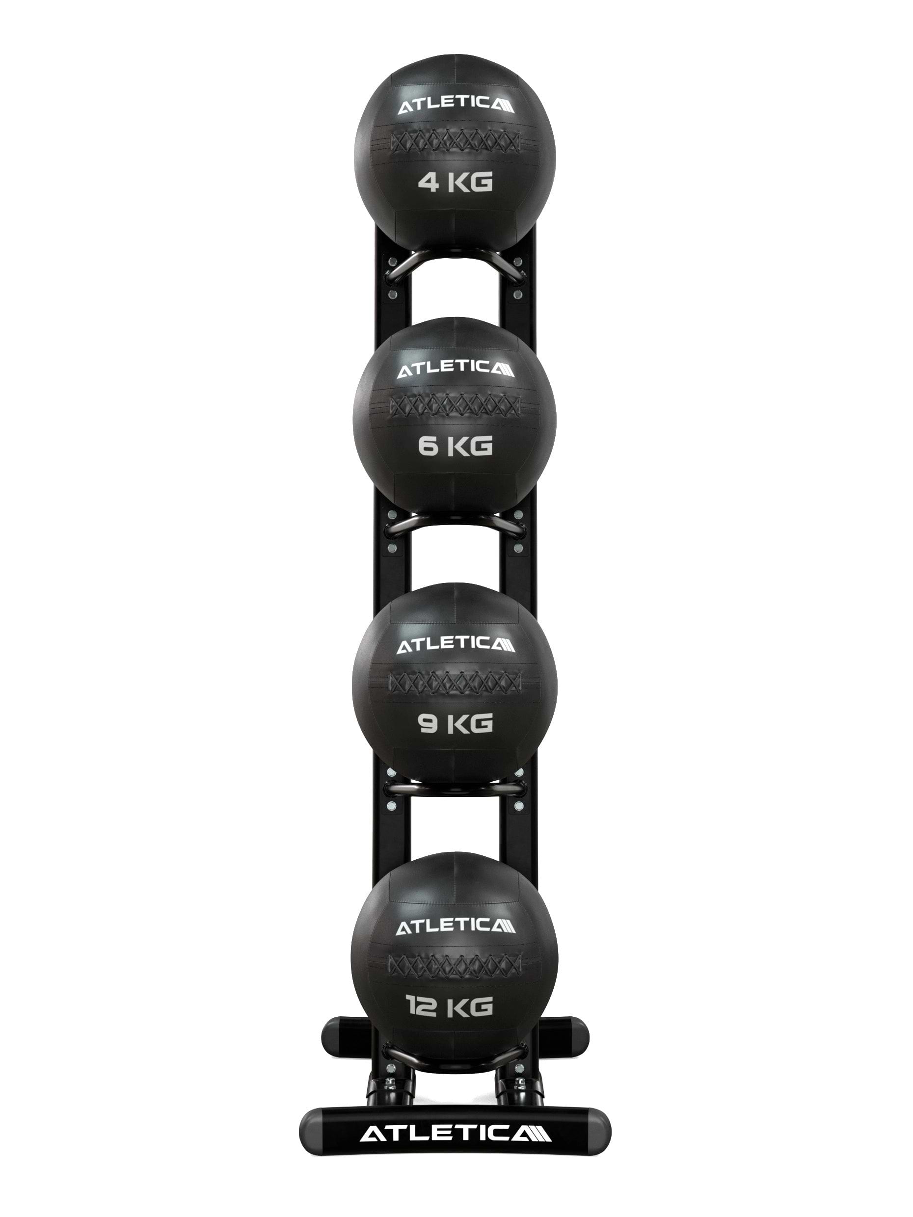 ATLETICA WallBall Ständer udstyret med 4 Wall Balls (4–12 kg)| Functional træning Equipment