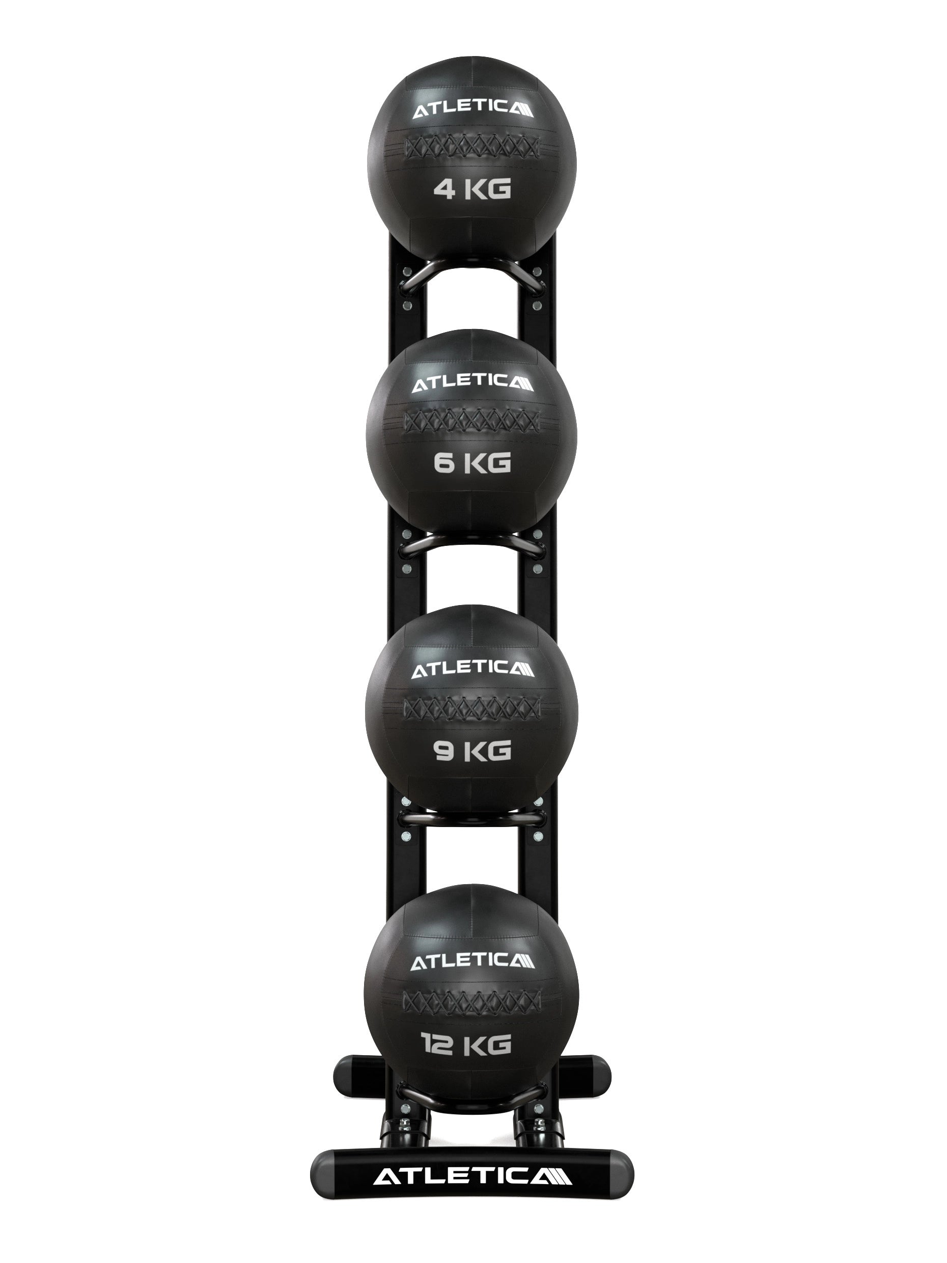 ATLETICA WallBall Ständer udstyret med 4 Wall Balls (4–12 kg)| Functional træning Equipment