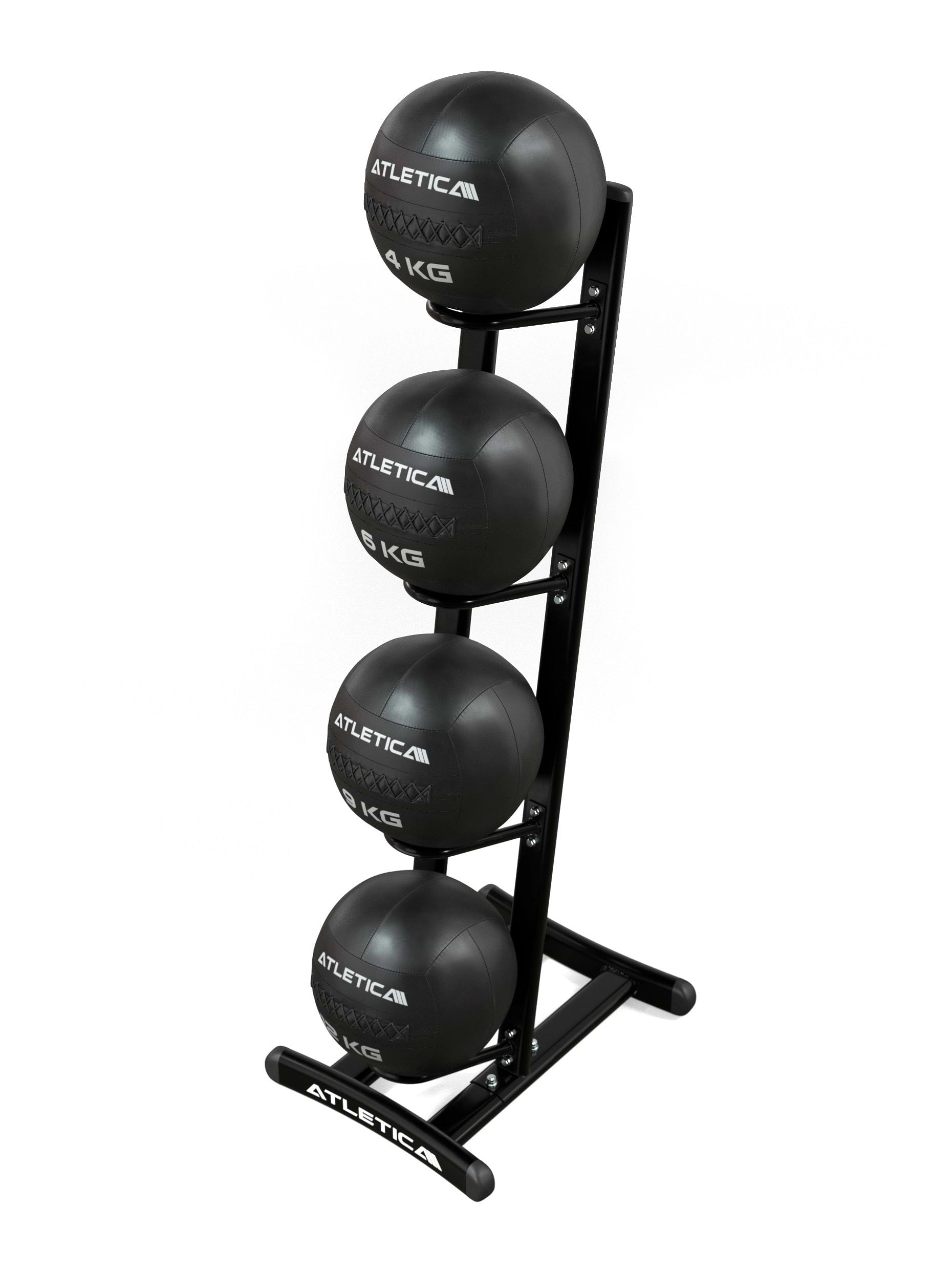 ATLETICA WallBall Ständer med 4 Wall Balls – skråvisning| ideal til hjemmegym & Studio