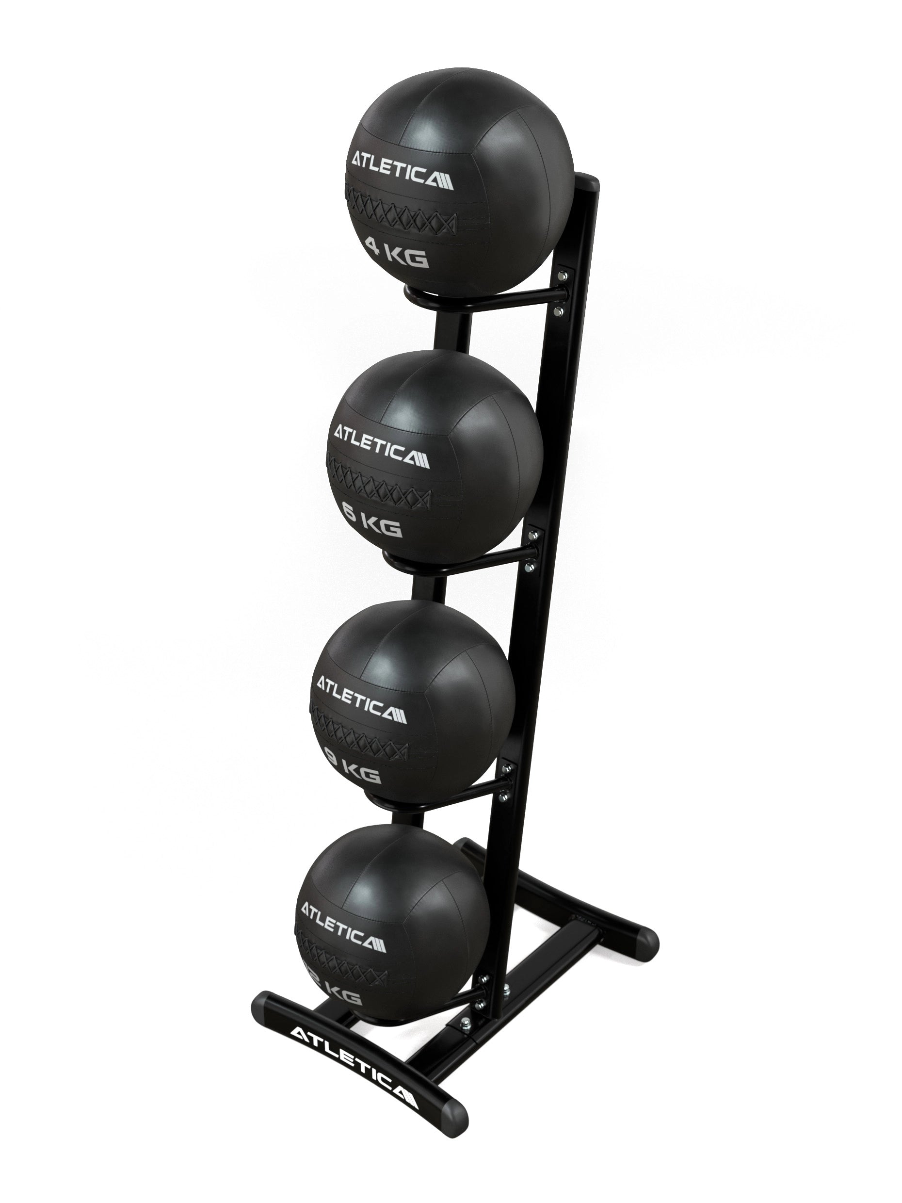 ATLETICA WallBall Ständer med 4 Wall Balls – skråvisning| ideal til hjemmegym & Studio