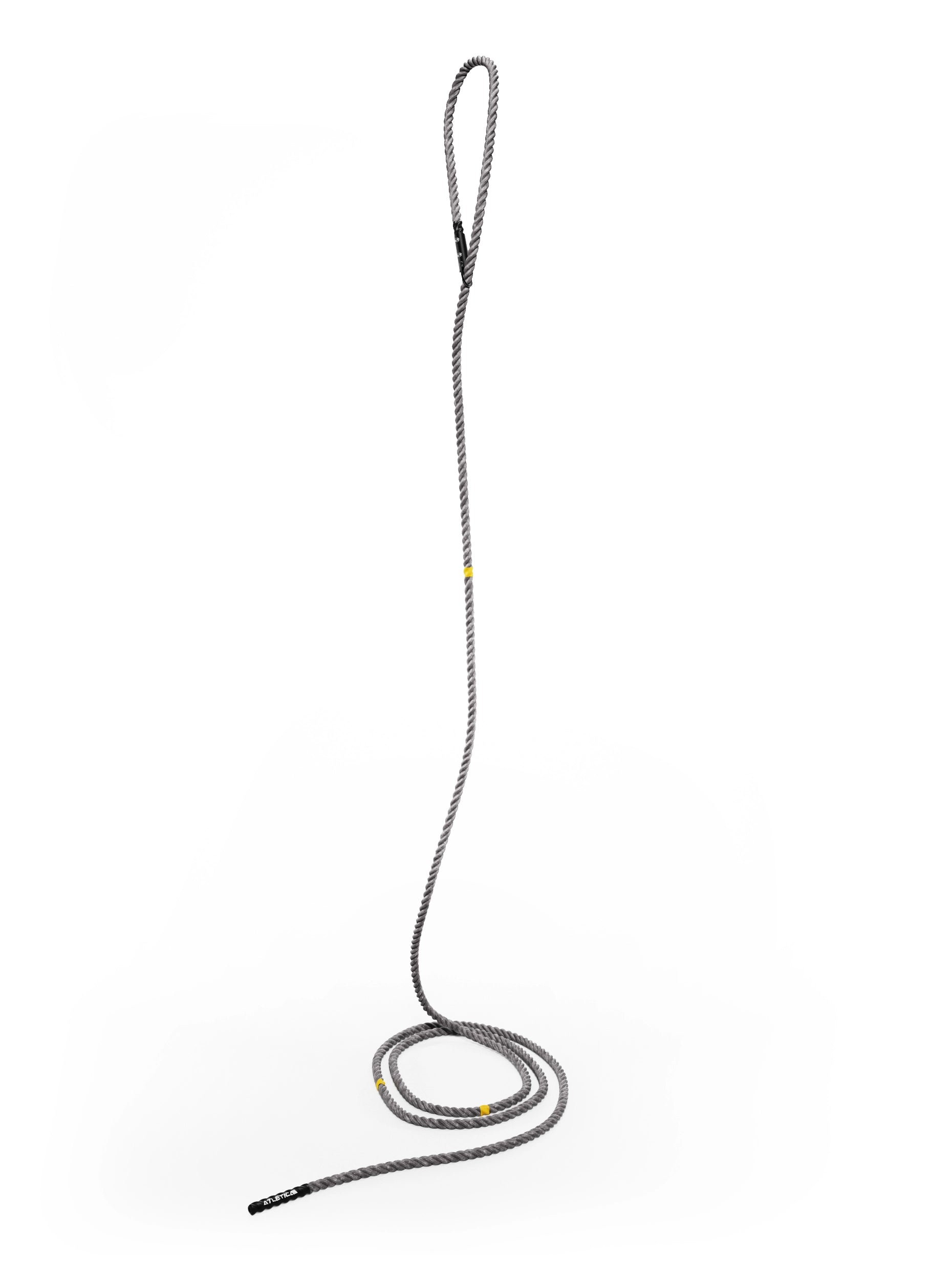 Atletica HRX Power Rope Battle Rope 15 m in kompletter Ansicht mit Schlaufe und grauem Seil