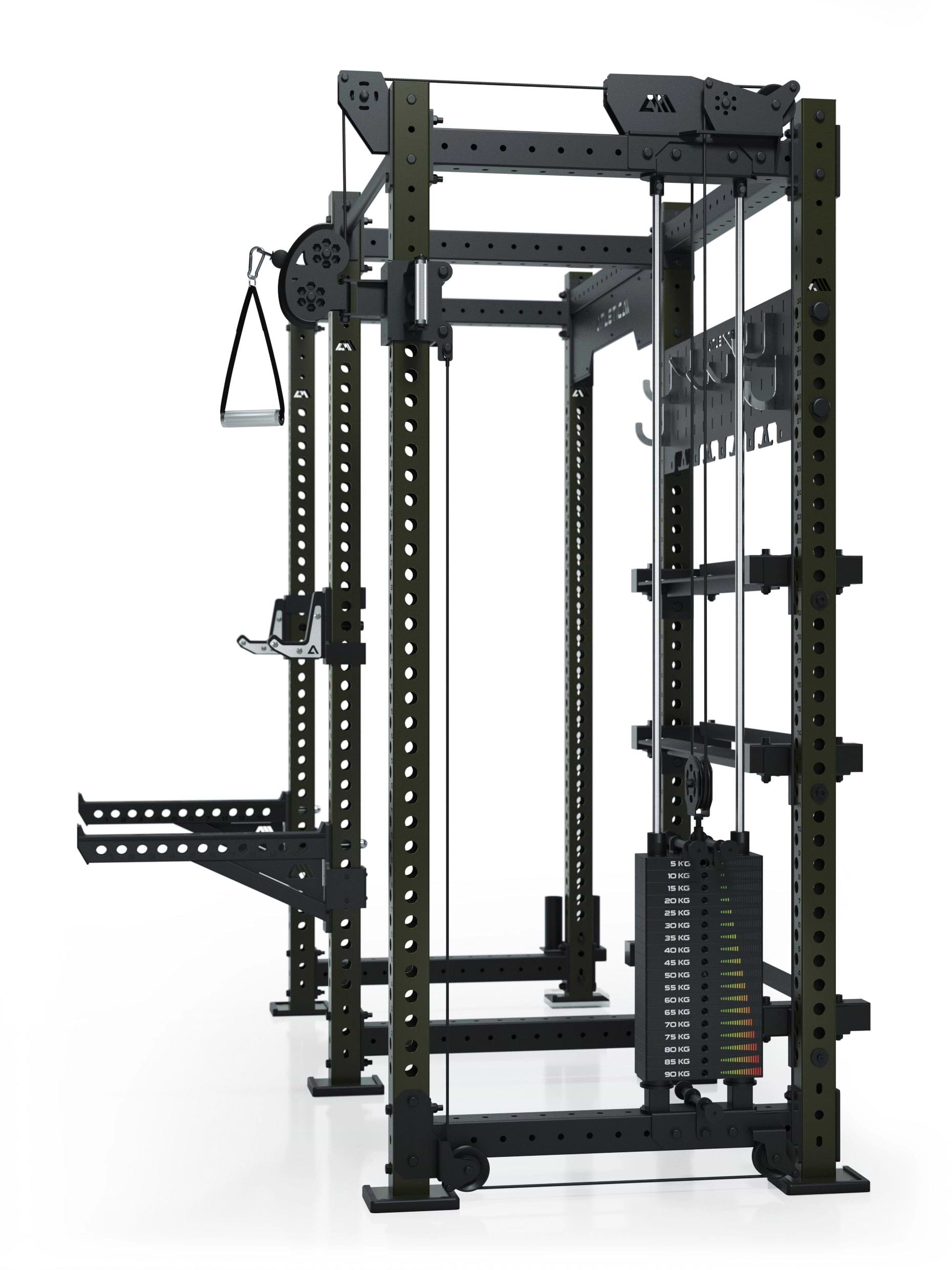 R8 Falcon R – kompaktes Power Rack mit Kabelzug, 90-kg-Gewichtsblock (2,5-kg-Sprünge) & komplettem Storage-System – ideal für Studios & PT.