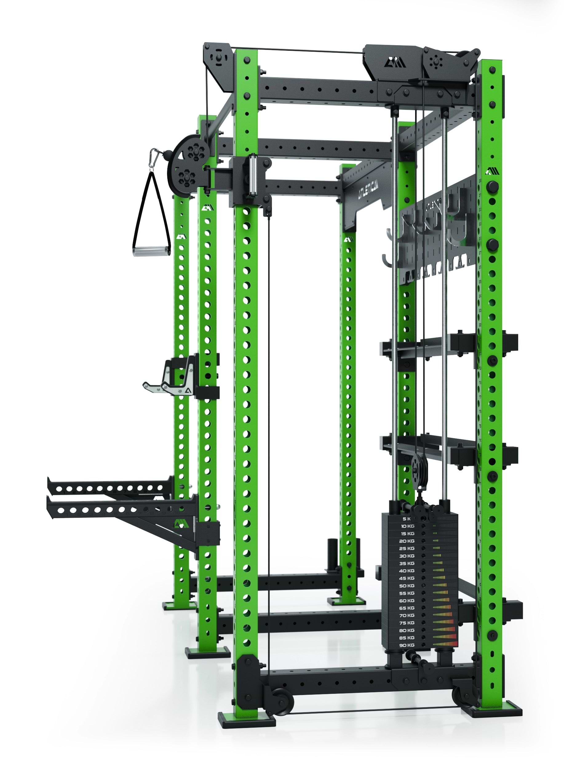 R8 Falcon R – kompaktes Power Rack mit Kabelzug, 90-kg-Gewichtsblock (2,5-kg-Sprünge) & komplettem Storage-System – ideal für Studios & PT.