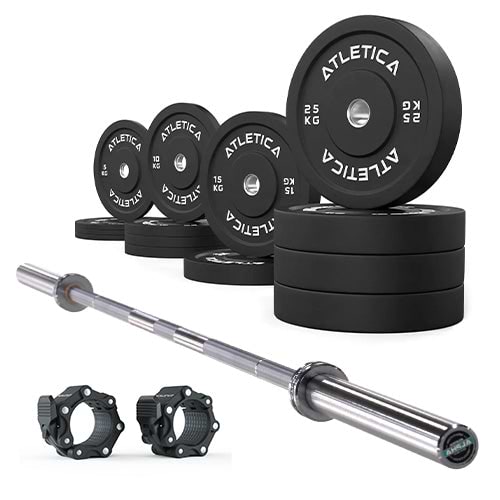 Set barre de musculation Alpha | disques bumper 190 kg | Colliers Pro