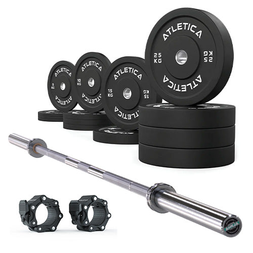 Set barre de musculation Alpha | disques bumper 190 kg | Colliers Pro
