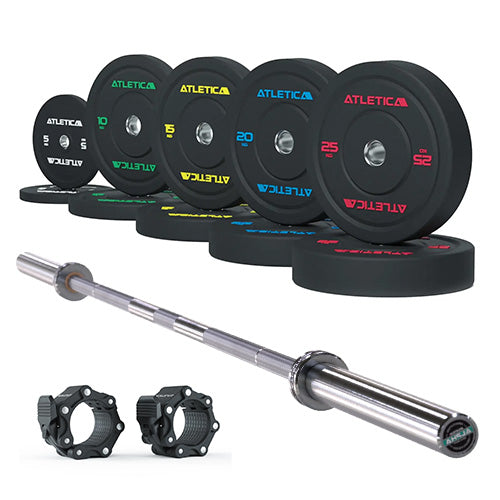 Set barre de musculation Alpha | disques bumper High Temp 150 kg | Colliers Pro