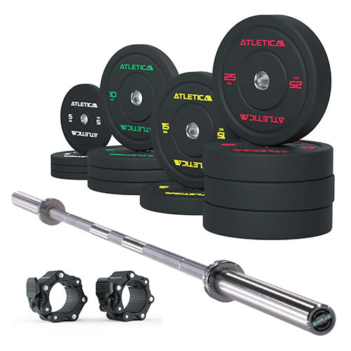 Alpha Barbell Set I 190 kg High Temp Bumper Plates I Aluminum Collars