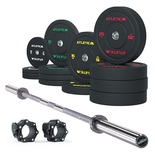 Set barre de musculation Alpha | disques bumper High Temp 190 kg | Colliers Pro