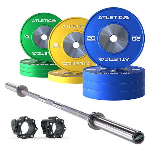 Set barre de musculation Alpha | disques bumper Competition 150 kg | Colliers Pro