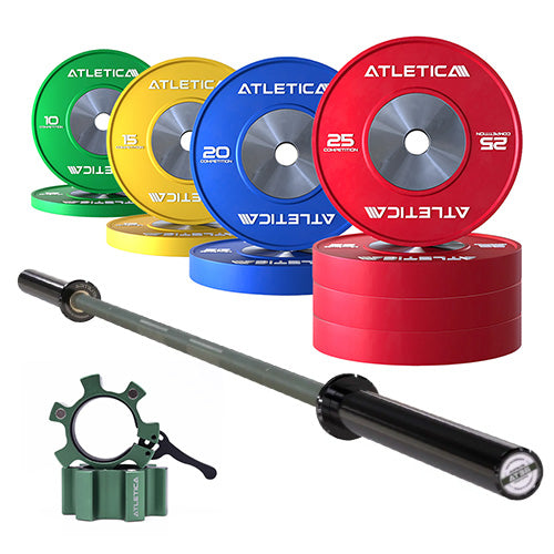 Halterstang Set Beta Military Green I Competition Plates 190kg I Aluminiumsluitingen Military Green