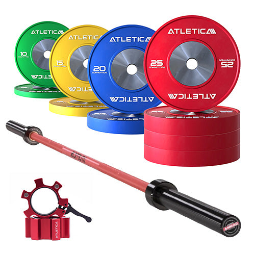 Langhantel Set Gamma RedI Competition Bumper Plate Set 190kg I Aluminiumverschlüsse