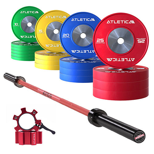 Langhantel Set Gamma Red I Competition Bumper Plate Set 300kg I Aluminiumverschlüsse