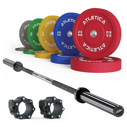 Set Delta Tripple Black | Color Bumper Plates 150 kg | Cierres de aluminio