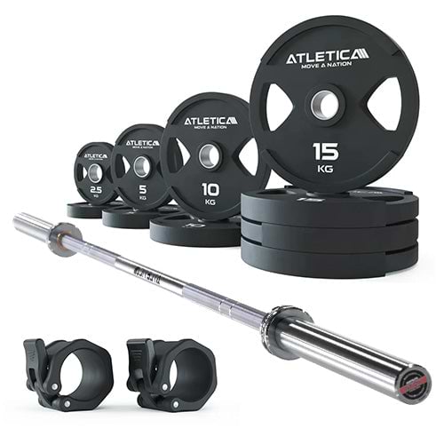 Langhantel Set Yota in Chrome mit 2H Gripper Plates 95 kg und Kautschuk Verschlüsse