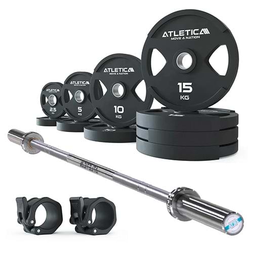 Langhantel Set Zeta mit 2H Gripper Plates 95 kg und Kautschuk Verschlüsse