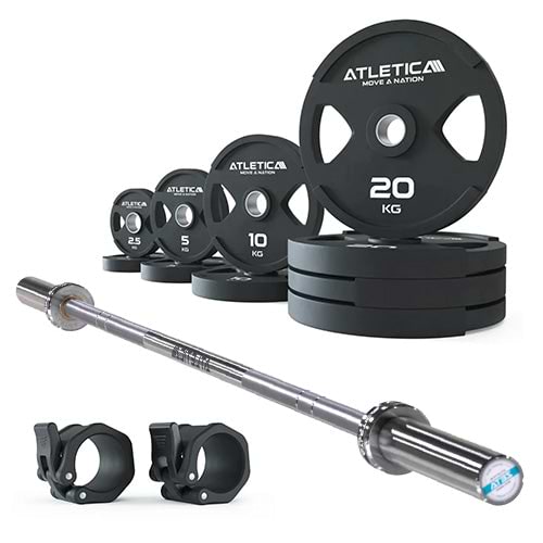 Langhantel Set Zeta mit 2H Gripper Plates 115 kg und Kautschuk Verschlüsse