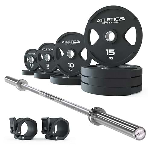 Langhantel Set Sigma mit 2H Gripper Plates 95 kg und Kautschuk Verschlüsse