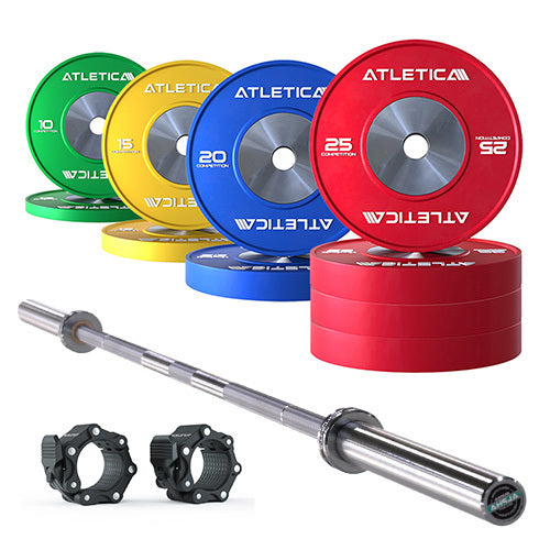 Set barre de musculation Alpha | disques bumper Competition 190 kg | Colliers Pro