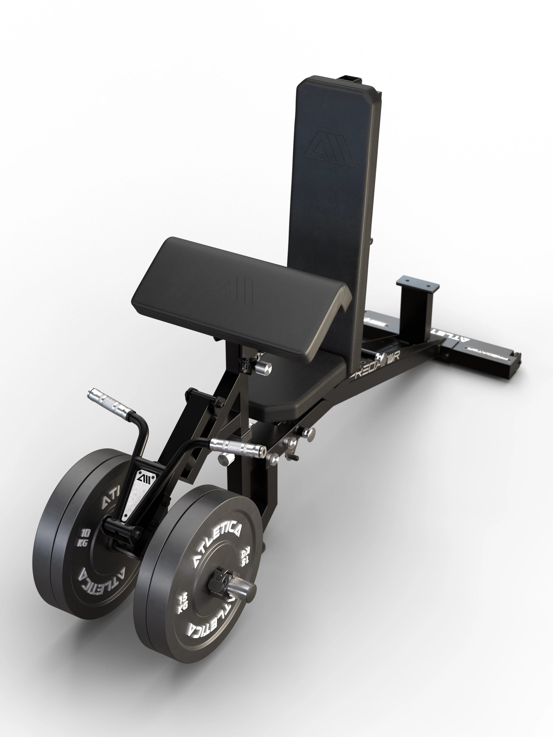 Atletica Predator modulare Hantelbank - EVO Arm Option (Preacher Curl Pad) mit Atletica Bumper Plates für schweres Bizeps- und Beintraining