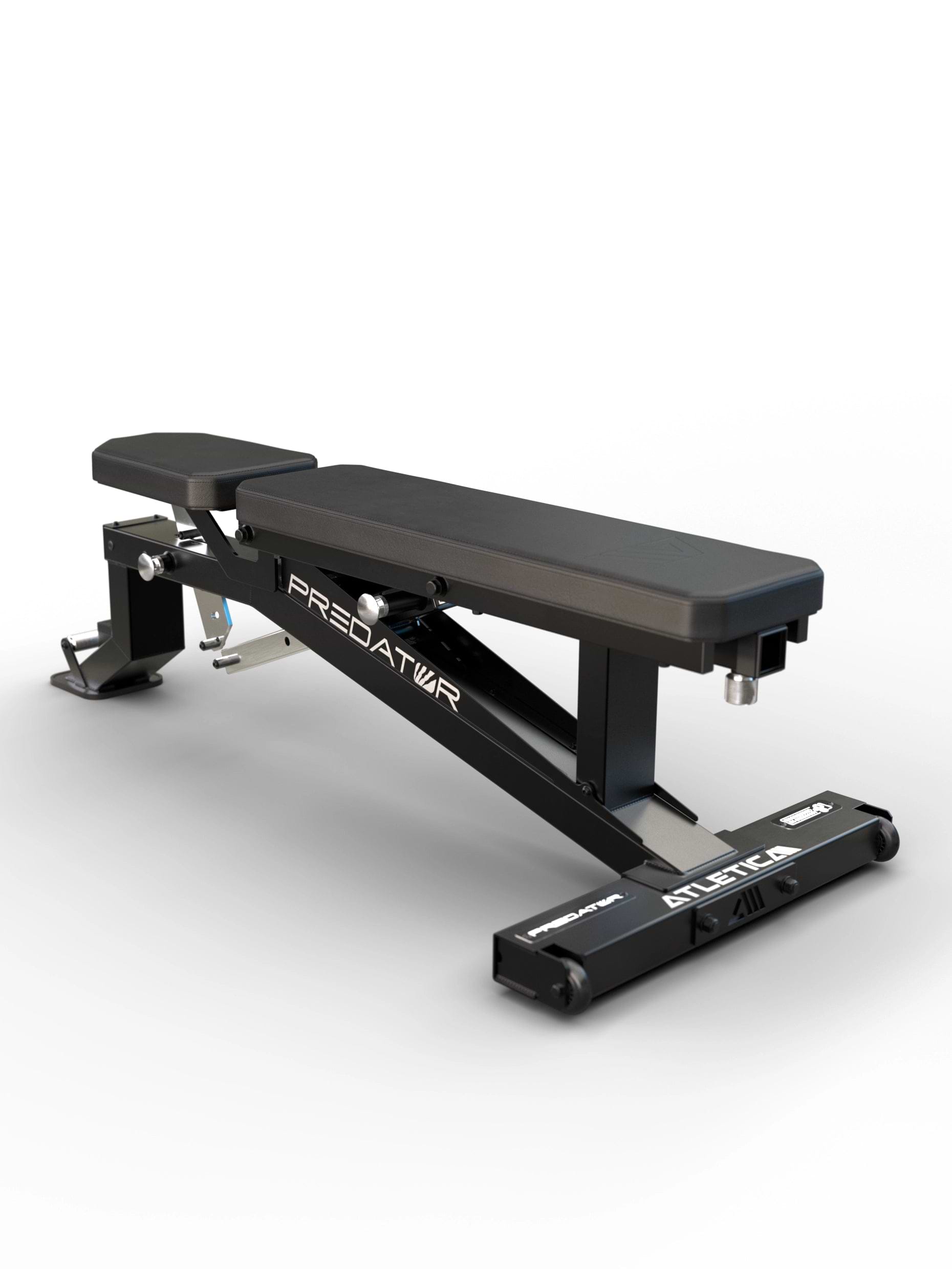 Atletica Predator modulare Hantelbank - 110×60×3 mm Stahlrahmen mit integrierten Transportrollen