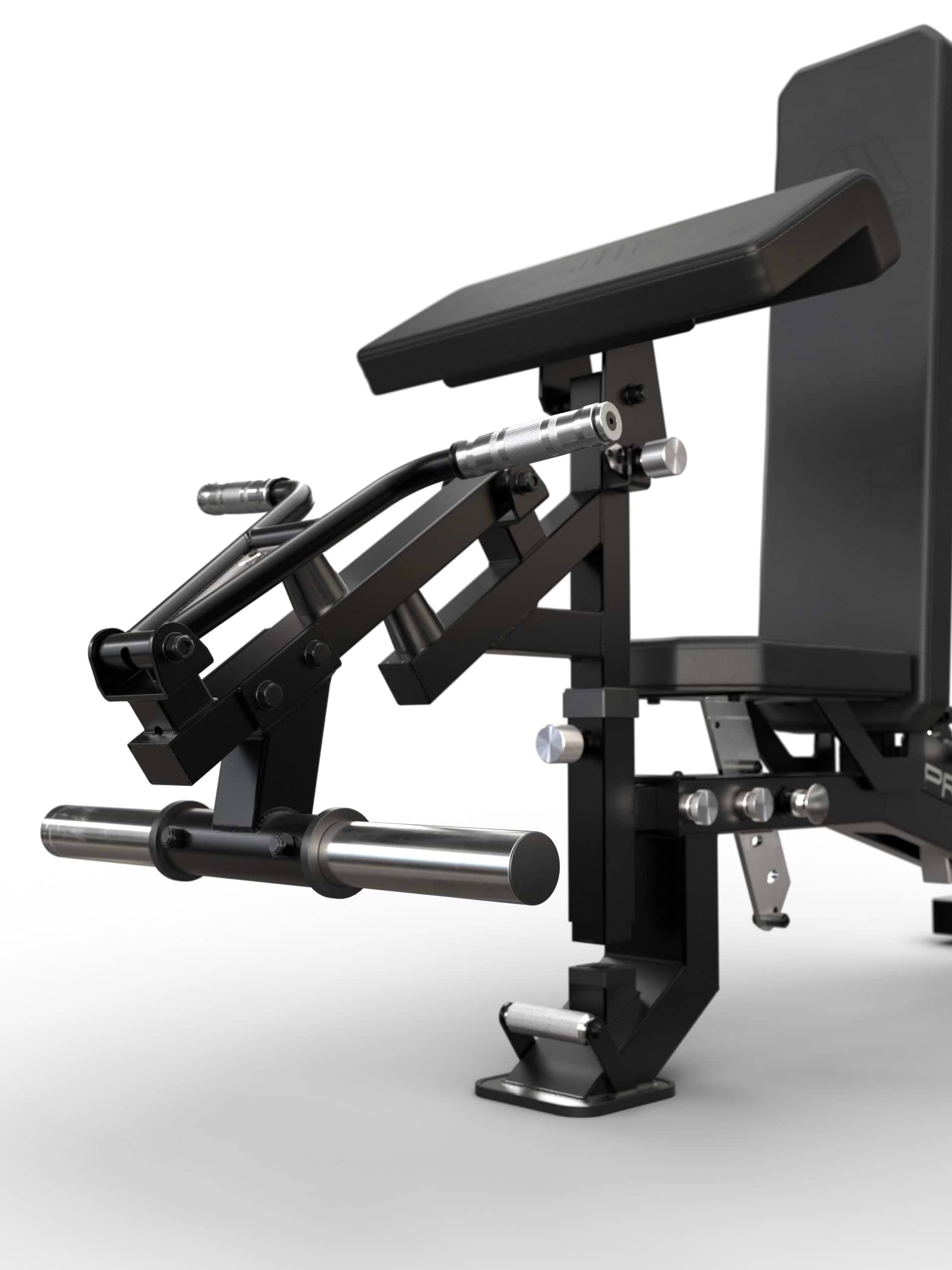 EVO Arm Option ohne Gewichte auf der Atletica Predator EVO Hantelbank
