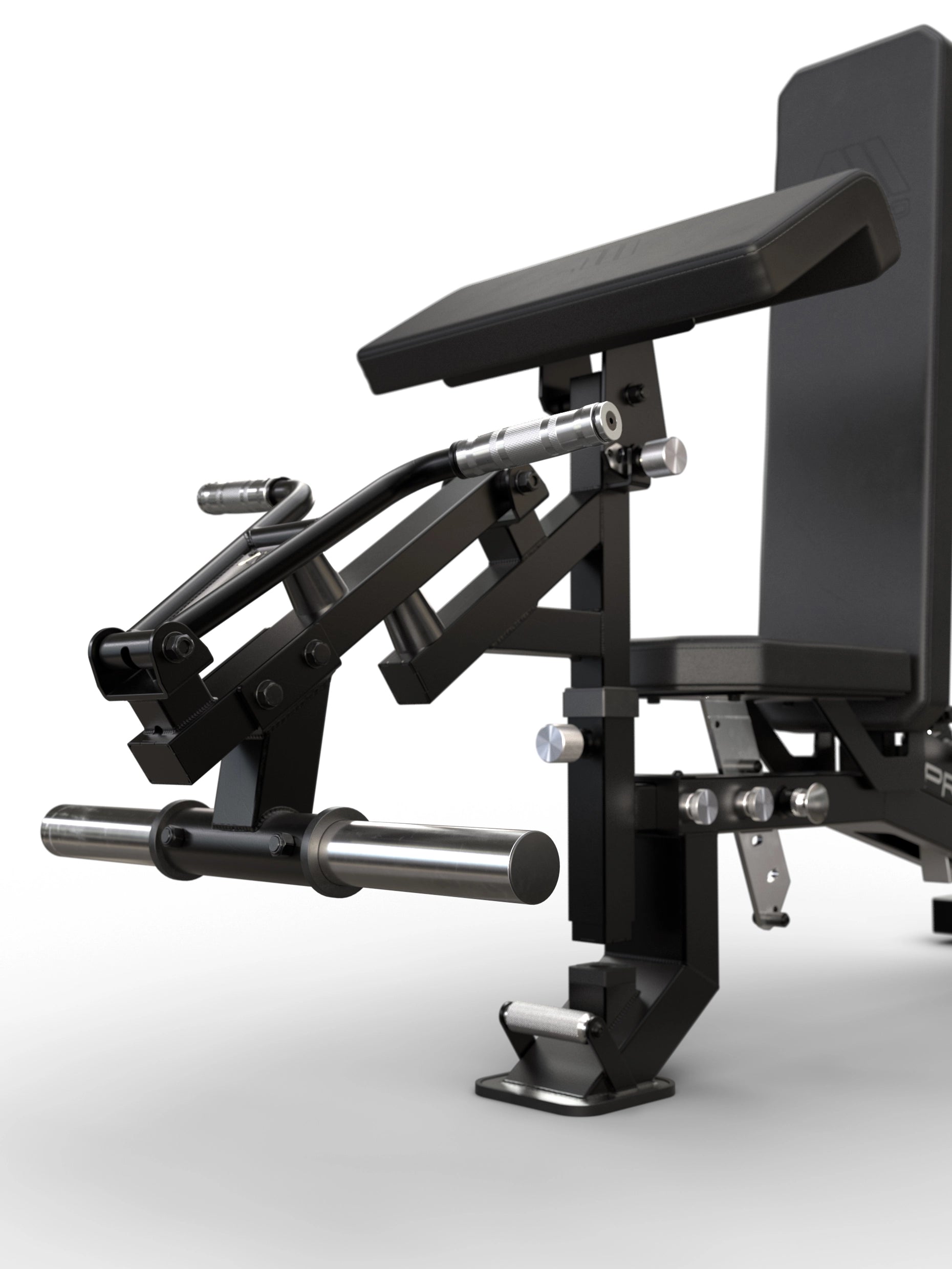 EVO Arm Option ohne Gewichte auf der Atletica Predator EVO Hantelbank